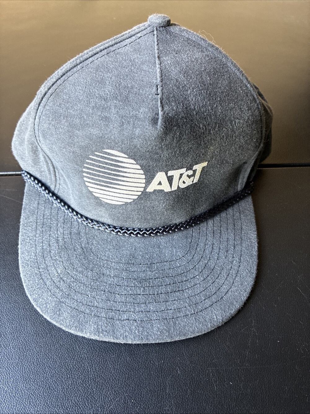 Vintage AT&T Snapback Logo Hat USA Made! Trucker Cap 80s 90s Blue Denim Style